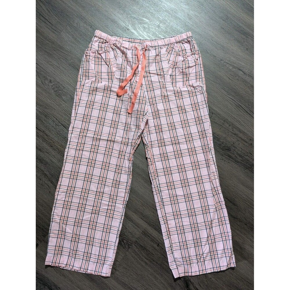 Victoria's Secret Pink Plaid Pajama PJ Pants Oversized Lightweight Large - Picture 2 of 9